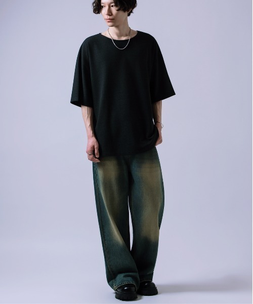 Crownor(クラウノアー)の「ボートネック 裾ラウンド 半袖Tシャツ(Tシャツ/カットソー・メンズ・グレー/ベージュ/ブラック・SMALL/MEDIUM/LARGE)」の10枚目の写真