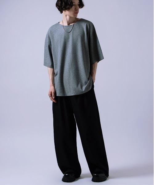 Crownor(クラウノアー)の「ボートネック 裾ラウンド 半袖Tシャツ(Tシャツ/カットソー・メンズ・グレー/ベージュ/ブラック・SMALL/MEDIUM/LARGE)」の14枚目の写真