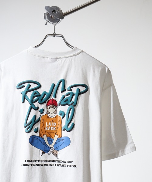 Red Cap Girl(レッドキャプガール)の「RED CAP GIRL RCG天竺バックプリントTシャツ(Tシャツ/カットソー・メンズ・パープル系1/グレー系1/ブラック系1/グリーン系2/パープル系3/グレー系3/ブラック系3/ホワイト系1/ホワイト系2/グレー系2/ホワイト系3/ブルー系2/グリーン系3/ブルー系1/グリーン系1/パープル系2/チャコールグレー/ブラック系2・M/L)」の3枚目の写真