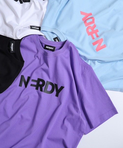 NERDY（ノルディ）の「ブレンクビッグロゴ Tシャツ（Tシャツ/カットソー・メンズ・ブラック/パープル/ブルー/ホワイト・L/M/S）」の4枚目の写真