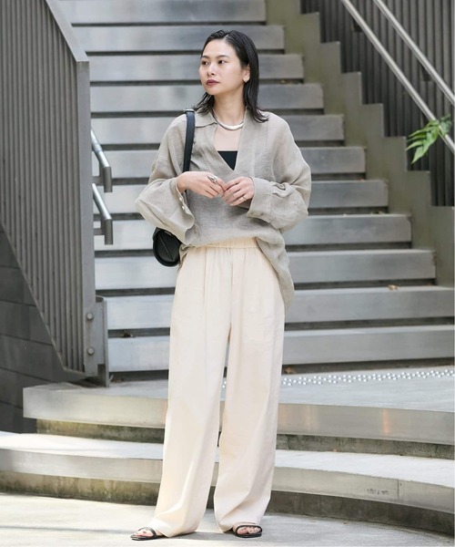 【ジャーナルスタンダード】コットンリネン ストレートパンツ 38（M ）カーキ 追加5》ウォッシャブルコットンリネンVIS ストレートパンツ