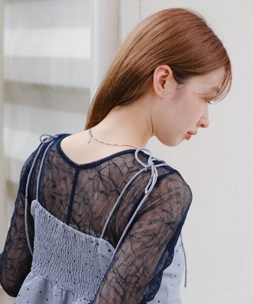 Kastane（カスタネ）の「【ドット&チェック】ペプラムキャミビスチェ（キャミソール・レディース・ブルー/ブラック/ベージュ・FREE）」の6枚目の写真