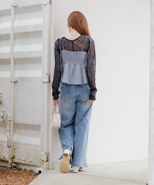 Kastane（カスタネ）の「【ドット&チェック】ペプラムキャミビスチェ（キャミソール・レディース・ブルー/ブラック/ベージュ・FREE）」の13枚目の写真