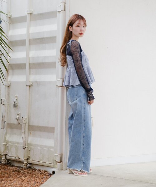 Kastane（カスタネ）の「【ドット&チェック】ペプラムキャミビスチェ（キャミソール・レディース・ブルー/ブラック/ベージュ・FREE）」の14枚目の写真