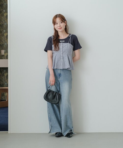 Kastane（カスタネ）の「【ドット&チェック】ペプラムキャミビスチェ（キャミソール・レディース・ブルー/ブラック/ベージュ・FREE）」の15枚目の写真