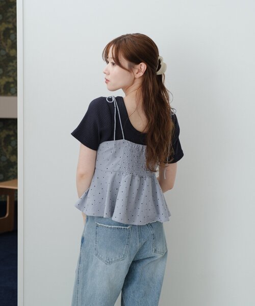 Kastane（カスタネ）の「【ドット&チェック】ペプラムキャミビスチェ（キャミソール・レディース・ブルー/ブラック/ベージュ・FREE）」の20枚目の写真