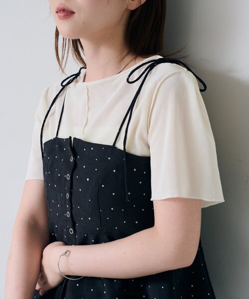 Kastane（カスタネ）の「【ドット&チェック】ペプラムキャミビスチェ（キャミソール・レディース・ブルー/ブラック/ベージュ・FREE）」の22枚目の写真