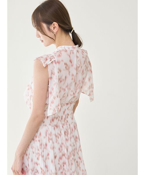 Sustainableヘアラインフラワープリントワンピース（ワンピース