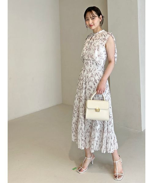 Sustainableヘアラインフラワープリントワンピース（ワンピース