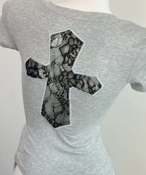 d.i.a 背中あきシャツ セール】【2色展開】レースクロス背中あきTシャツ（Tシャツ