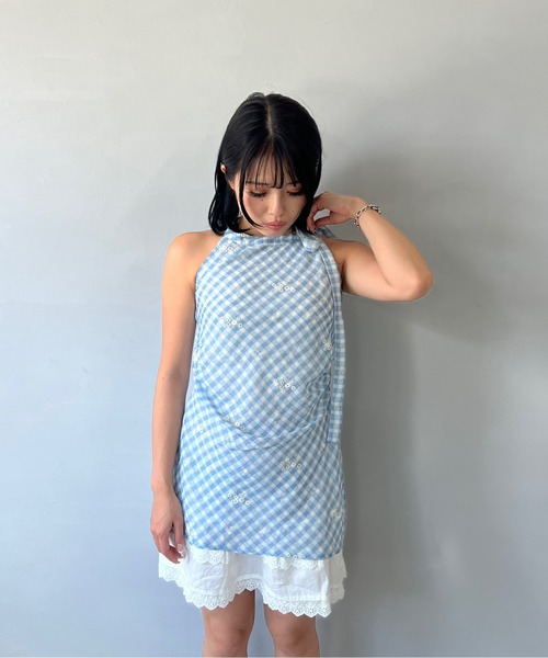 チェック柄オフショルダーミニワンピース オフショルチェックミニワンピース 1079 | 可愛い服量産型服通販