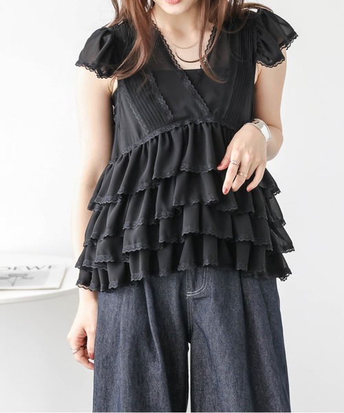 AMELY（エミリー）の「シフォンフリル レーストップス（その他トップス・レディース・ベージュ/グレー/ブラック・フリー）」の5枚目の写真