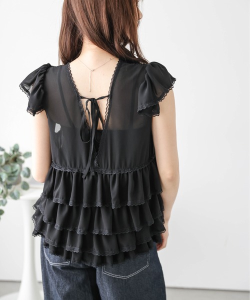 AMELY（エミリー）の「シフォンフリル レーストップス（その他トップス・レディース・ベージュ/グレー/ブラック・フリー）」の6枚目の写真
