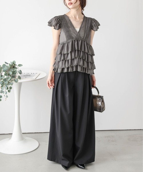 AMELY（エミリー）の「シフォンフリル レーストップス（その他トップス・レディース・ベージュ/グレー/ブラック・フリー）」の8枚目の写真
