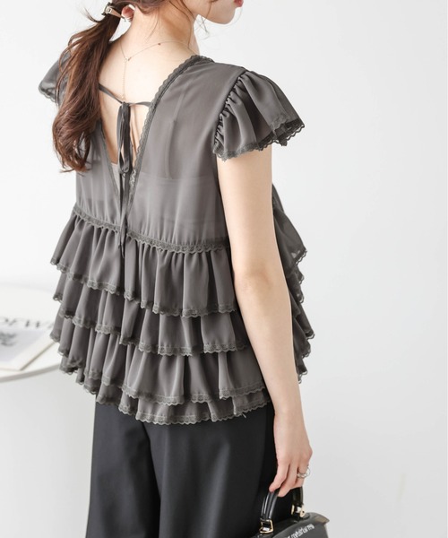 AMELY（エミリー）の「シフォンフリル レーストップス（その他トップス・レディース・ベージュ/グレー/ブラック・フリー）」の10枚目の写真
