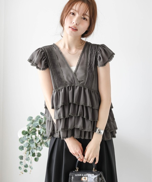 AMELY（エミリー）の「シフォンフリル レーストップス（その他トップス・レディース・ベージュ/グレー/ブラック・フリー）」の12枚目の写真