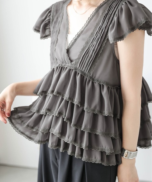 AMELY（エミリー）の「シフォンフリル レーストップス（その他トップス・レディース・ベージュ/グレー/ブラック・フリー）」の13枚目の写真