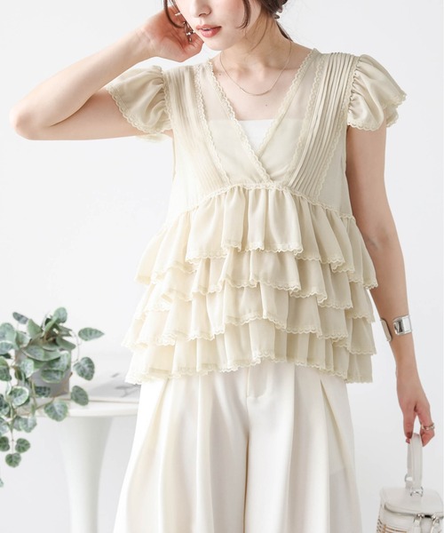 AMELY（エミリー）の「シフォンフリル レーストップス（その他トップス・レディース・ベージュ/グレー/ブラック・フリー）」の16枚目の写真
