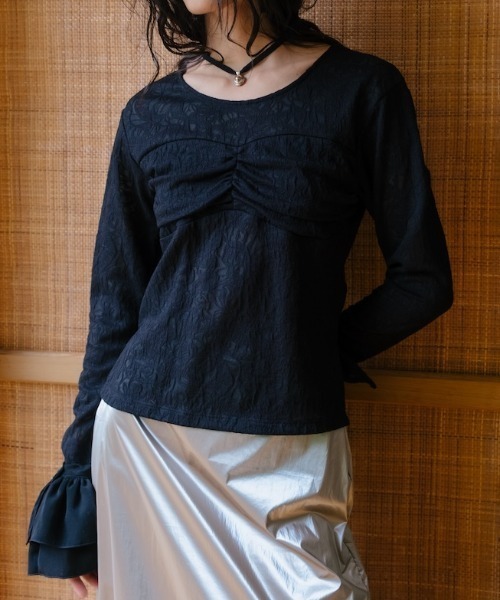 sahara(サハラ)の「Gather Bust Lace Top/ギャザーバストレーストップ(その他トップス・レディース・ブラック/ホワイト・FREE)」の2枚目の写真