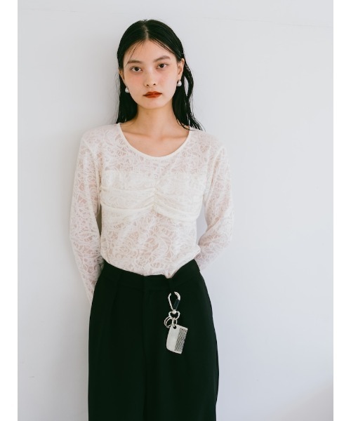 sahara(サハラ)の「Gather Bust Lace Top/ギャザーバストレーストップ(その他トップス・レディース・ブラック/ホワイト・FREE)」の4枚目の写真