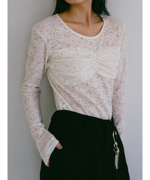 sahara(サハラ)の「Gather Bust Lace Top/ギャザーバストレーストップ(その他トップス・レディース・ブラック/ホワイト・FREE)」の5枚目の写真