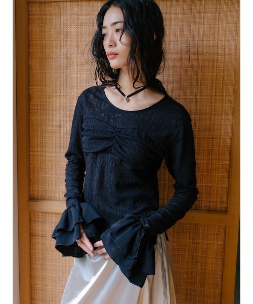 sahara(サハラ)の「Gather Bust Lace Top/ギャザーバストレーストップ(その他トップス・レディース・ブラック/ホワイト・FREE)」の15枚目の写真
