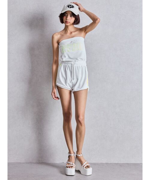 GYDA(ジェイダ)の「GYDAベロアベアロンパース(ワンピース・レディース・オフホワイト/ピンク/ブラック・FREE)」の6枚目の写真