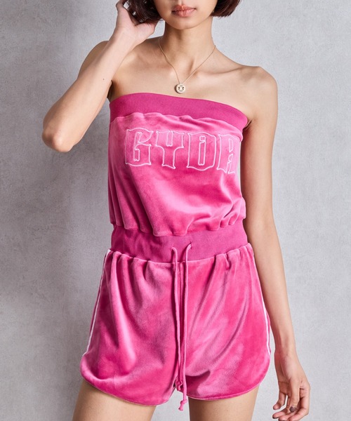 GYDA(ジェイダ)の「GYDAベロアベアロンパース(ワンピース・レディース・オフホワイト/ピンク/ブラック・FREE)」の3枚目の写真