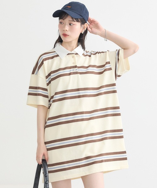 earth music&ecology(アースミュージックアンドエコロジー)の「レトロボーダーラガーミニワンピース(ワンピース・レディース・ブルー系その他/ピンク系その他・FREE)」の2枚目の写真