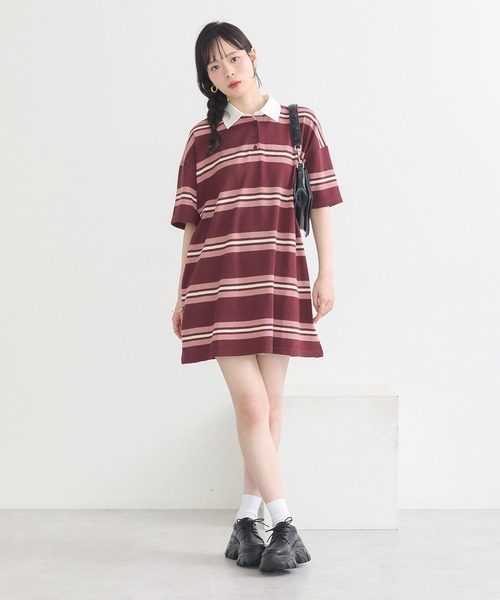 earth music&ecology(アースミュージックアンドエコロジー)の「レトロボーダーラガーミニワンピース(ワンピース・レディース・ブルー系その他/ピンク系その他・FREE)」の13枚目の写真