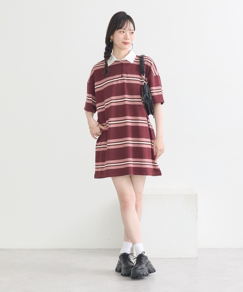 earth music&ecology(アースミュージックアンドエコロジー)の「レトロボーダーラガーミニワンピース(ワンピース・レディース・ブルー系その他/ピンク系その他・FREE)」の14枚目の写真