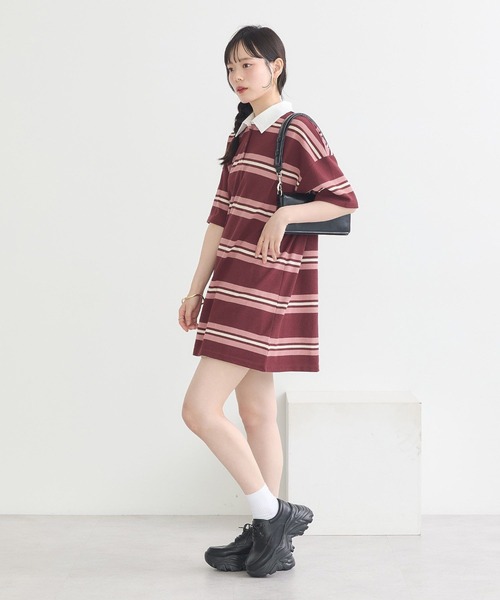earth music&ecology(アースミュージックアンドエコロジー)の「レトロボーダーラガーミニワンピース(ワンピース・レディース・ブルー系その他/ピンク系その他・FREE)」の15枚目の写真