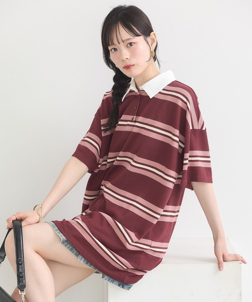 earth music&ecology(アースミュージックアンドエコロジー)の「レトロボーダーラガーミニワンピース(ワンピース・レディース・ブルー系その他/ピンク系その他・FREE)」の9枚目の写真