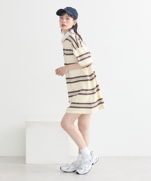 earth music&ecology(アースミュージックアンドエコロジー)の「レトロボーダーラガーミニワンピース(ワンピース・レディース・ブルー系その他/ピンク系その他・FREE)」の5枚目の写真