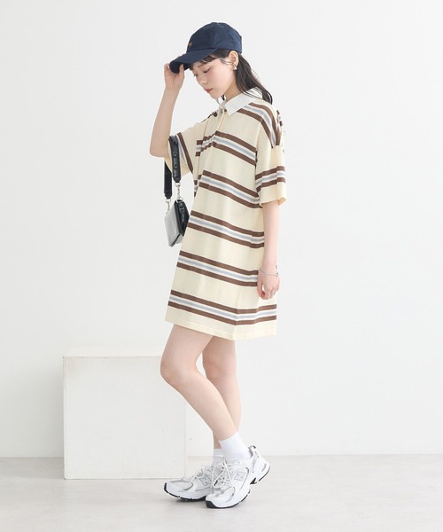 earth music&ecology(アースミュージックアンドエコロジー)の「レトロボーダーラガーミニワンピース(ワンピース・レディース・ブルー系その他/ピンク系その他・FREE)」の6枚目の写真