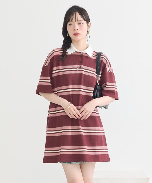 earth music&ecology(アースミュージックアンドエコロジー)の「レトロボーダーラガーミニワンピース(ワンピース・レディース・ブルー系その他/ピンク系その他・FREE)」の11枚目の写真