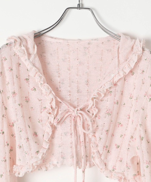 3.3 Field Trip （3.3フィールドトリップ）の「3.3 Field Trip／小花柄フリルカーディガン（カーディガン/ボレロ・レディース・ホワイト/ピンク・FREE）」の9枚目の写真