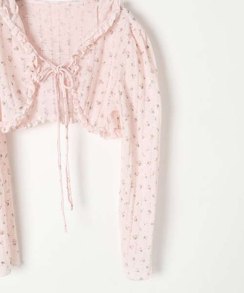 3.3 Field Trip （3.3フィールドトリップ）の「3.3 Field Trip／小花柄フリルカーディガン（カーディガン/ボレロ・レディース・ホワイト/ピンク・FREE）」の7枚目の写真