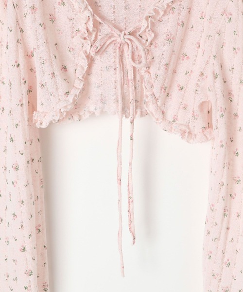 3.3 Field Trip （3.3フィールドトリップ）の「3.3 Field Trip／小花柄フリルカーディガン（カーディガン/ボレロ・レディース・ホワイト/ピンク・FREE）」の6枚目の写真