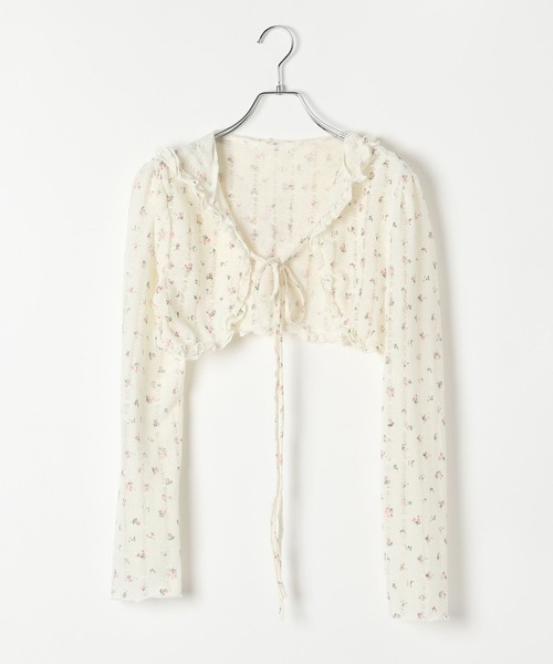 3.3 Field Trip （3.3フィールドトリップ）の「3.3 Field Trip／小花柄フリルカーディガン（カーディガン/ボレロ・レディース・ホワイト/ピンク・FREE）」の12枚目の写真