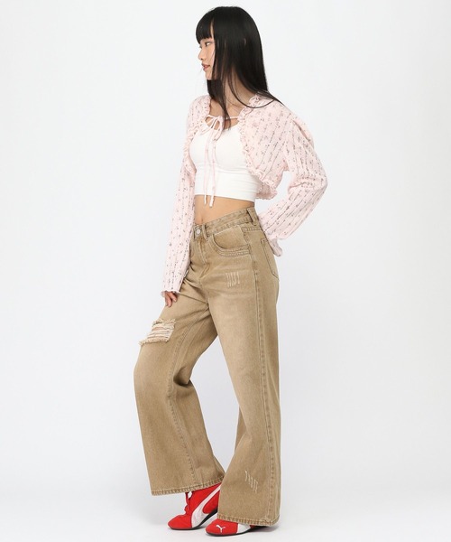 3.3 Field Trip （3.3フィールドトリップ）の「3.3 Field Trip／小花柄フリルカーディガン（カーディガン/ボレロ・レディース・ホワイト/ピンク・FREE）」の15枚目の写真