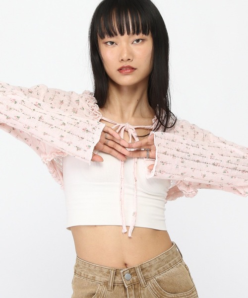 3.3 Field Trip （3.3フィールドトリップ）の「3.3 Field Trip／小花柄フリルカーディガン（カーディガン/ボレロ・レディース・ホワイト/ピンク・FREE）」の17枚目の写真