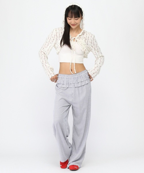 3.3 Field Trip （3.3フィールドトリップ）の「3.3 Field Trip／小花柄フリルカーディガン（カーディガン/ボレロ・レディース・ホワイト/ピンク・FREE）」の18枚目の写真