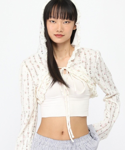 3.3 Field Trip （3.3フィールドトリップ）の「3.3 Field Trip／小花柄フリルカーディガン（カーディガン/ボレロ・レディース・ホワイト/ピンク・FREE）」の20枚目の写真