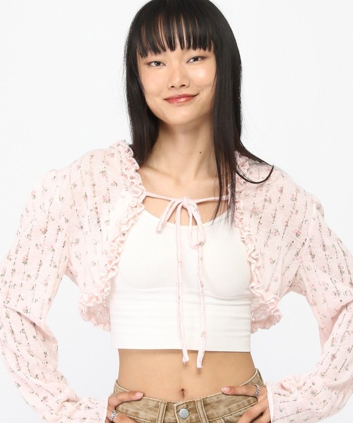 3.3 Field Trip （3.3フィールドトリップ）の「3.3 Field Trip／小花柄フリルカーディガン（カーディガン/ボレロ・レディース・ホワイト/ピンク・FREE）」の16枚目の写真