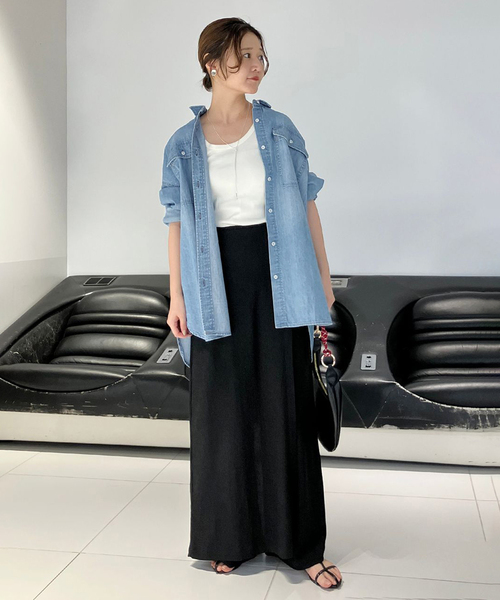 Healthy denim（ヘルシーデニム）の「《追加2》Healthy DENIM/ヘルシーデニム SLOBE別注 ビッグシャツ ALMOND（シャツ/ブラウス・レディース・サックスブルー/ブラウン・FREE）」の3枚目の写真