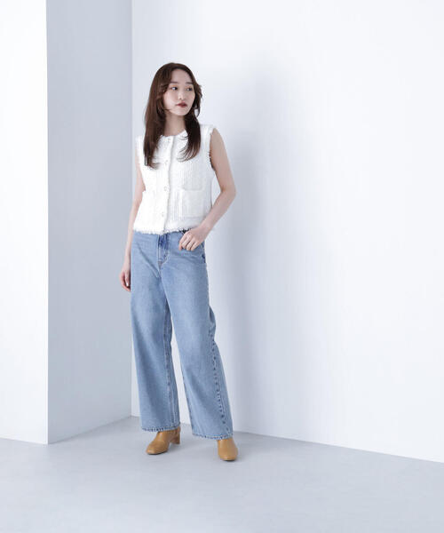 NATURAL BEAUTY BASIC（ナチュラルビューティーベーシック）の「◇ツイーディーニットジレ（カーディガン/ボレロ・レディース・ブラック系その他/オフホワイト/ネイビー・FREE）」の6枚目の写真