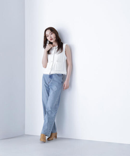 NATURAL BEAUTY BASIC（ナチュラルビューティーベーシック）の「◇ツイーディーニットジレ（カーディガン/ボレロ・レディース・ブラック系その他/オフホワイト/ネイビー・FREE）」の8枚目の写真