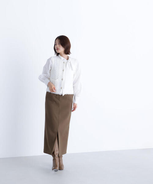 NATURAL BEAUTY BASIC（ナチュラルビューティーベーシック）の「◇ツイーディーニットジレ（カーディガン/ボレロ・レディース・ブラック系その他/オフホワイト/ネイビー・FREE）」の10枚目の写真