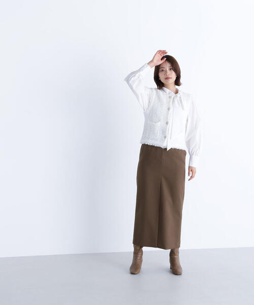 NATURAL BEAUTY BASIC（ナチュラルビューティーベーシック）の「◇ツイーディーニットジレ（カーディガン/ボレロ・レディース・ブラック系その他/オフホワイト/ネイビー・FREE）」の12枚目の写真